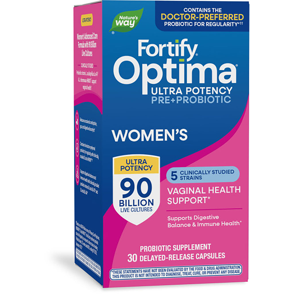 NW853 | Nature's Way Optima Probiotic Fortify Women's ultra potency box, 30 delayed-release capsules for vaginal and digestive health - Thumbnail