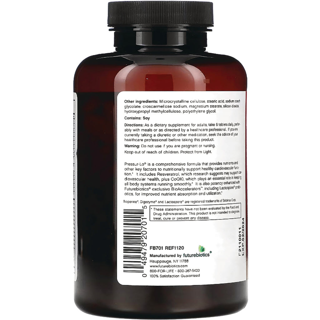 FB016 | back label of brown supplement bottle showing ingredients, directions, barcode, and manufacturer information - Thumbnail