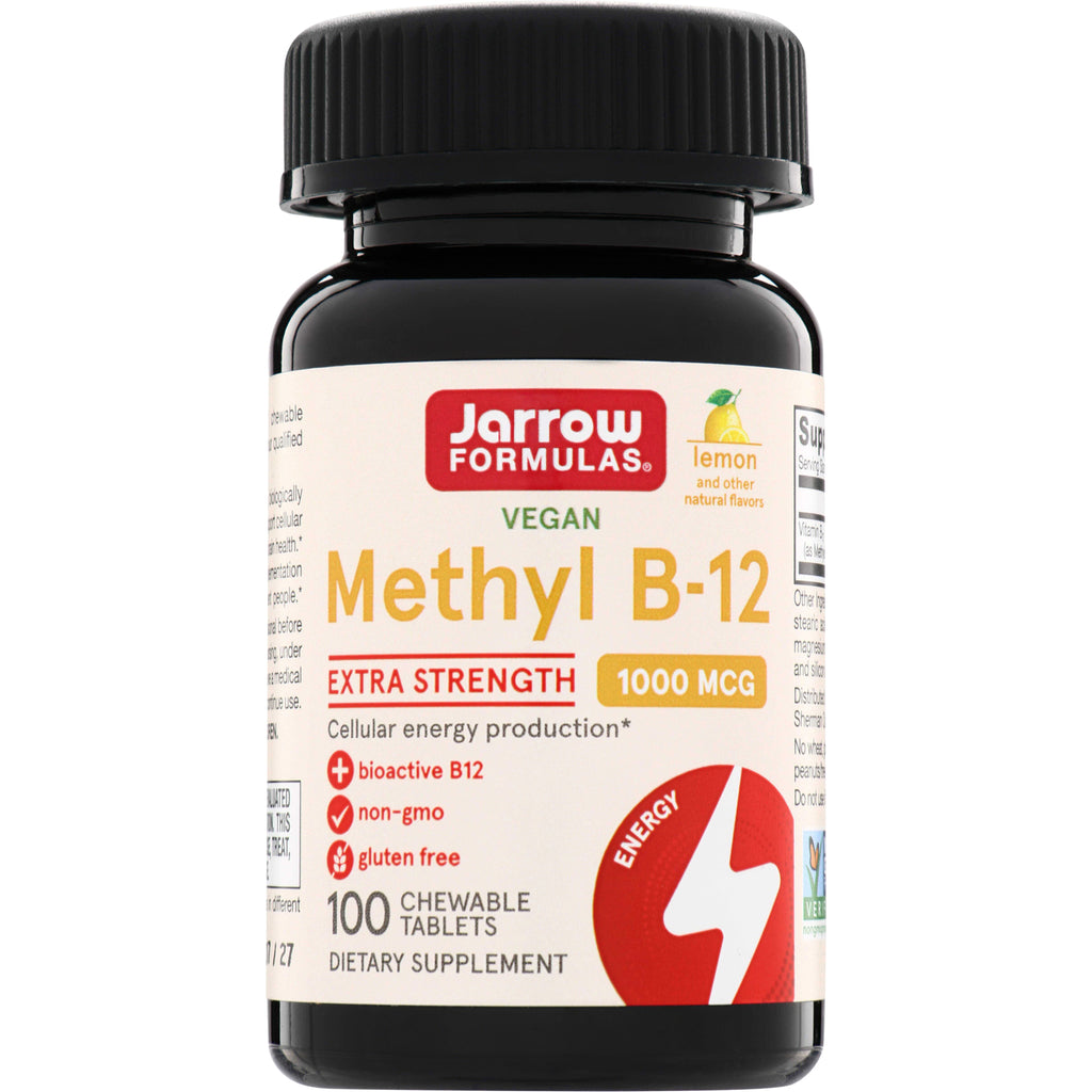 JR029 | Jarrow Formulas Methyl B-12 Extra Strength 1000 mcg, lemon flavor, 100 chewable tablets - Thumbnail