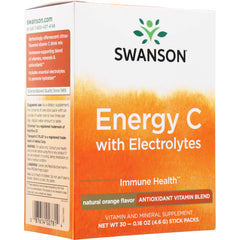 SWU781 | Swanson Energy C with Electrolytes orange box front showing brand, product name, and natural orange flavor