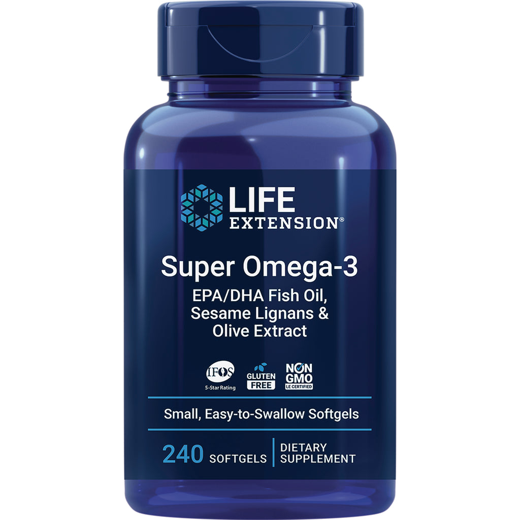 LE390 | Life Extension Super Omega-3 bottle, EPA/DHA fish oil softgels, 240 count - Thumbnail