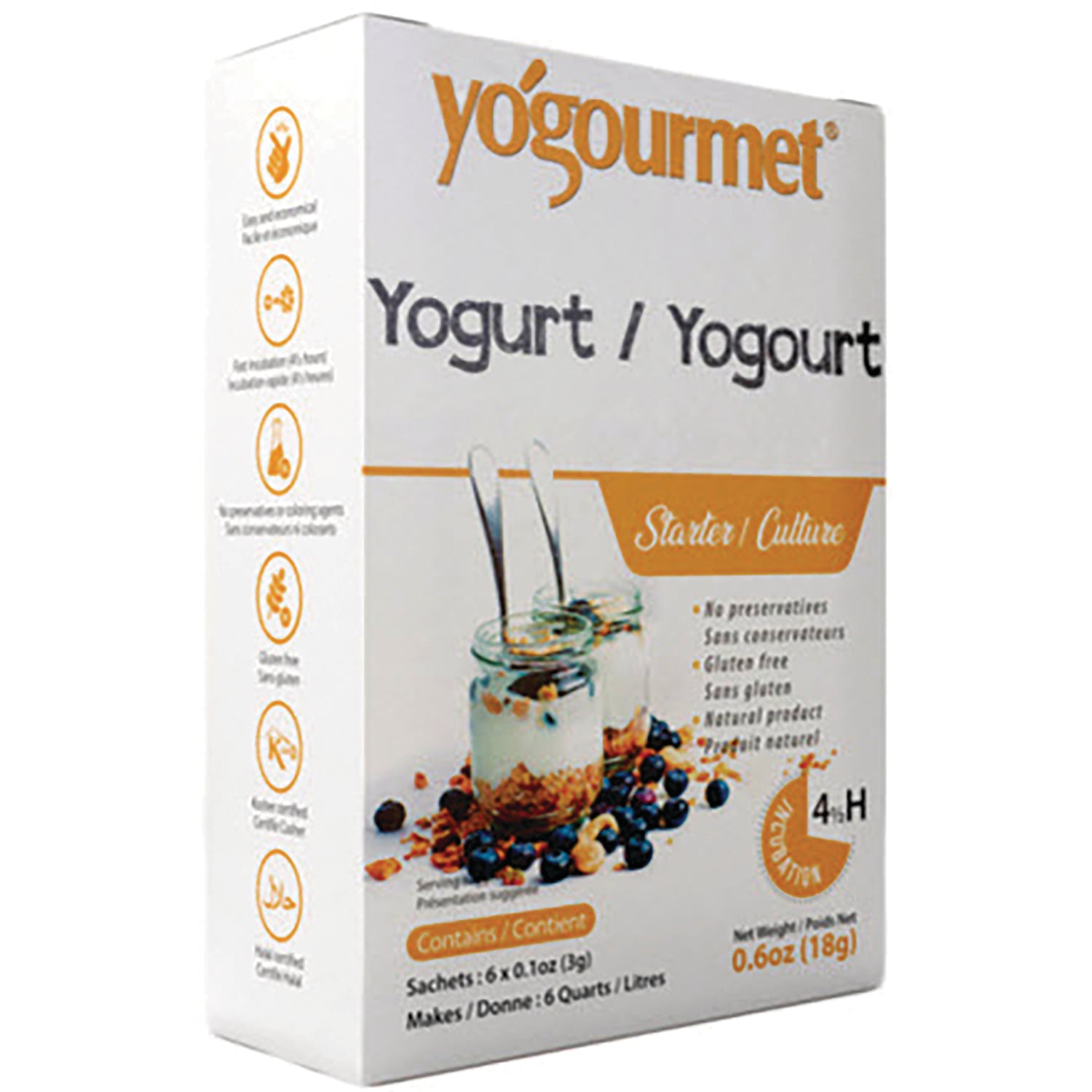 YOG005 | Yogourmet Yogurt Starter Culture box, 6 sachets, gluten free