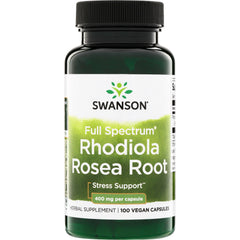 SW1004 | Swanson Full Spectrum Rhodiola Rosea Root, Stress Support, 400 mg per capsule, 100 vegan capsules