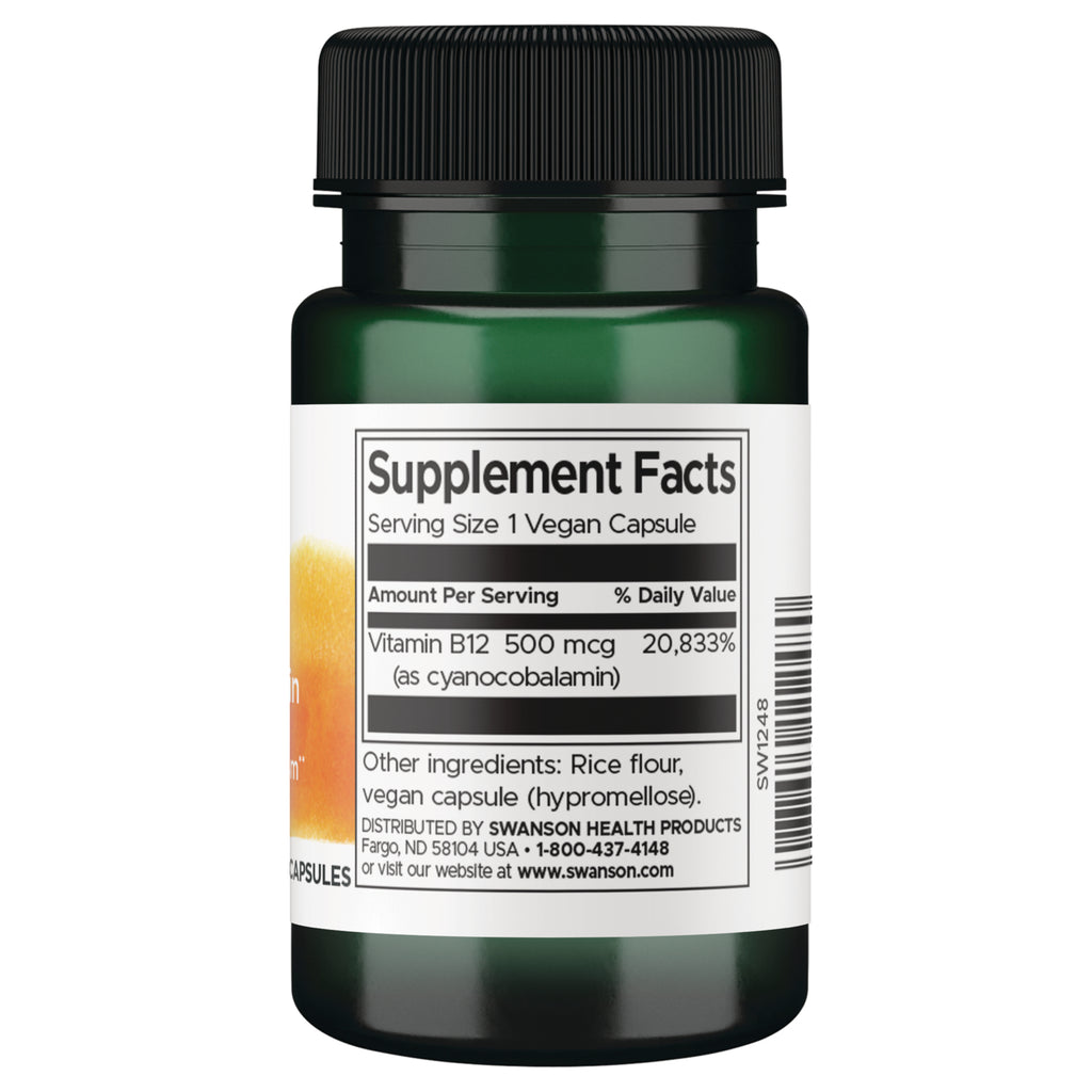 SW1248 | Back label with Supplement Facts: Serving Size 1 Vegan Capsule - Thumbnail