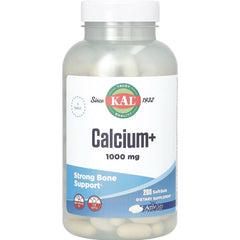 KL493 | KAL Calcium+ 1000 mg bottle showing label for 200 softgels and strong bone support