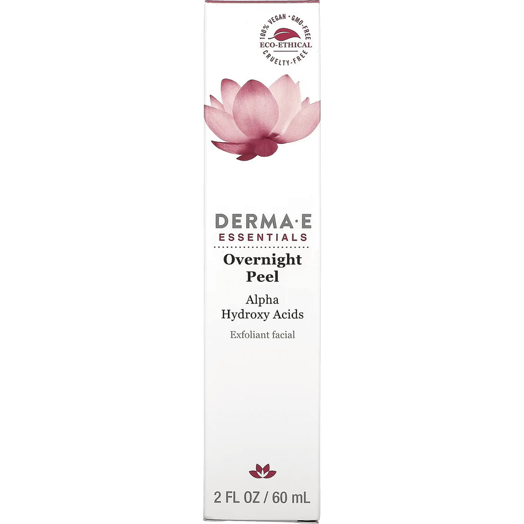 DE038 | Derma E Essentials Overnight Peel Alpha Hydroxy Acids 2 FL OZ / 60 mL front packaging - Thumbnail