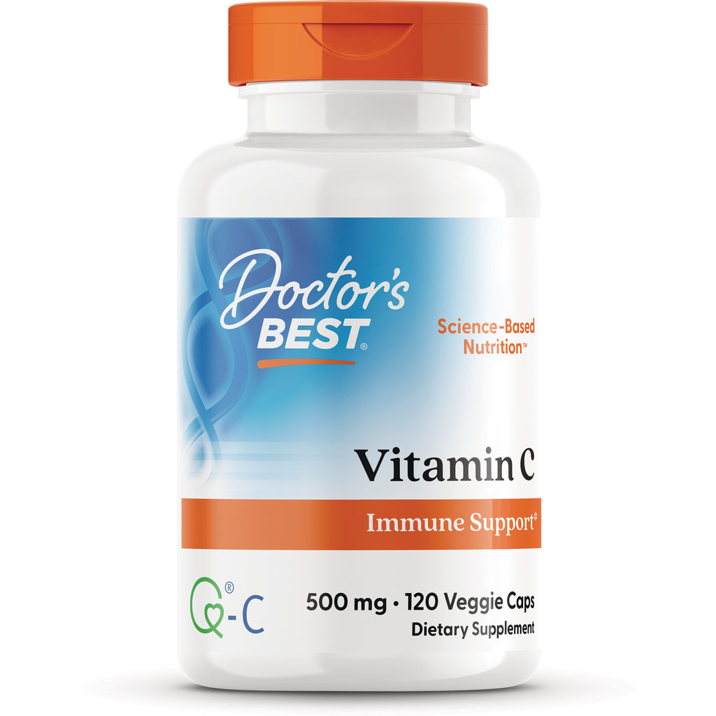 DB215 | Doctor's Best Vitamin C 500 mg 120 veggie caps bottle front labeled Immune Support - Thumbnail