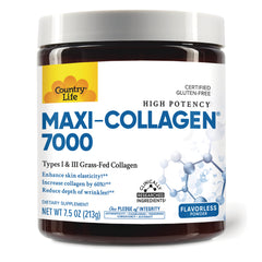 CRL647 | Country Life Maxi-Collagen 7000 jar, flavorless collagen powder supplement label