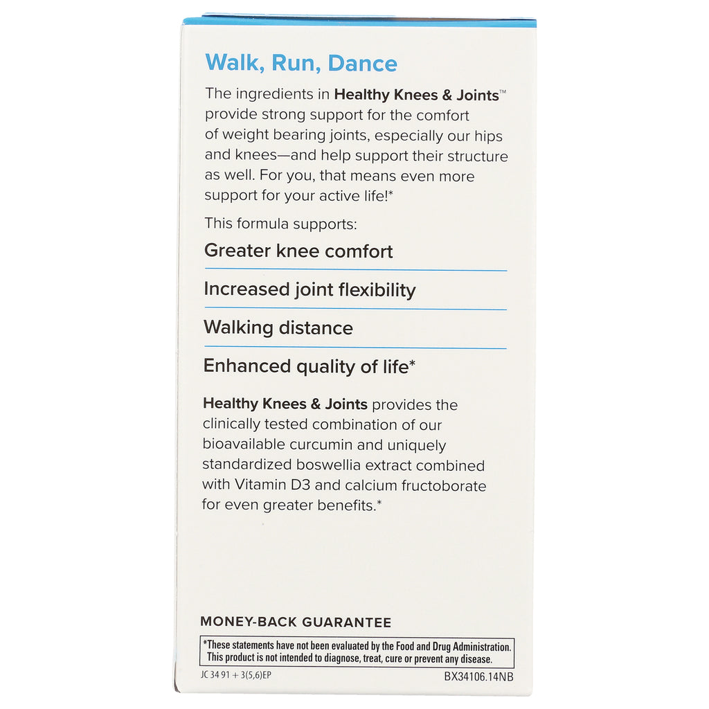 EUR027 | Product infographic titled Walk, Run, Dance listing knee comfort, joint flexibility, walking distance, enhanced quality of life - Thumbnail