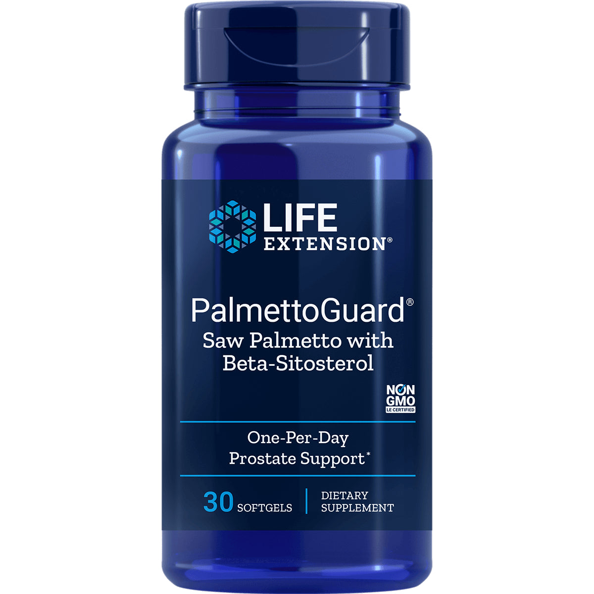 LE346 | Life Extension PalmettoGuard saw palmetto with beta-sitosterol blue bottle, 30 softgels