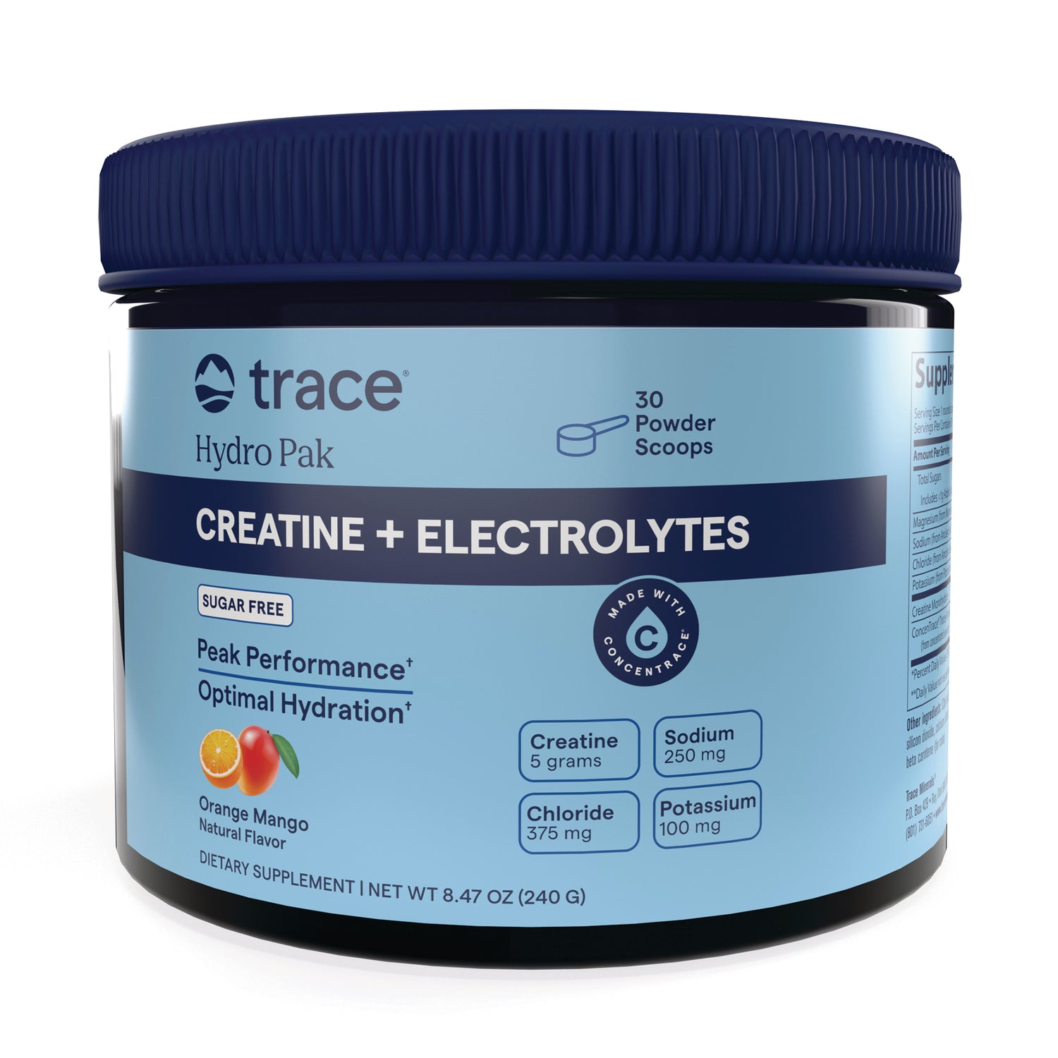 TM172 | Trace Hydro Pak Creatine + Electrolytes orange mango dietary supplement jar