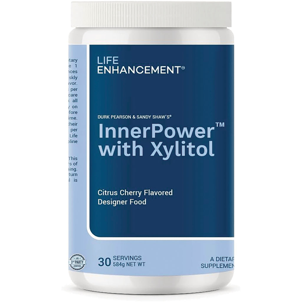 LEN019 | Life Enhancement InnerPower with Xylitol supplement tub, citrus cherry flavored, front label showing 30 servings - Thumbnail