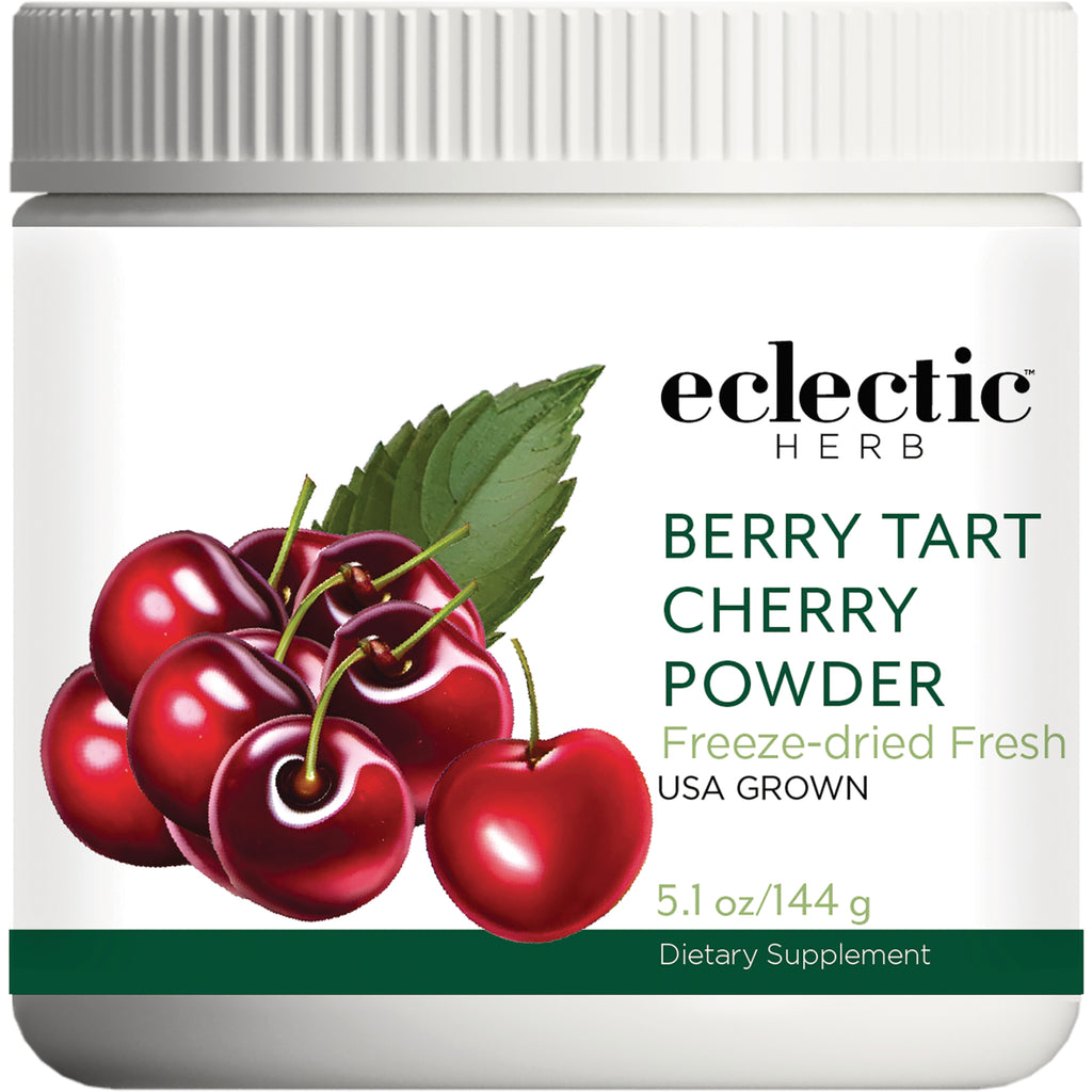 EC022 | Eclectic Herb Berry Tart Cherry Powder jar with cherries illustration, label says Freeze-dried Fresh USA Grown 5.1 oz - Thumbnail