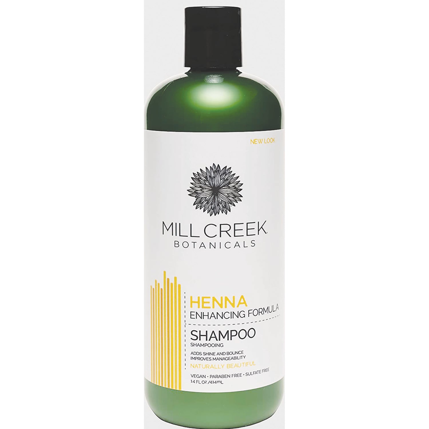 MCB023 | Mill Creek Botanicals Henna enhancing formula shampoo bottle front label 14 fl oz