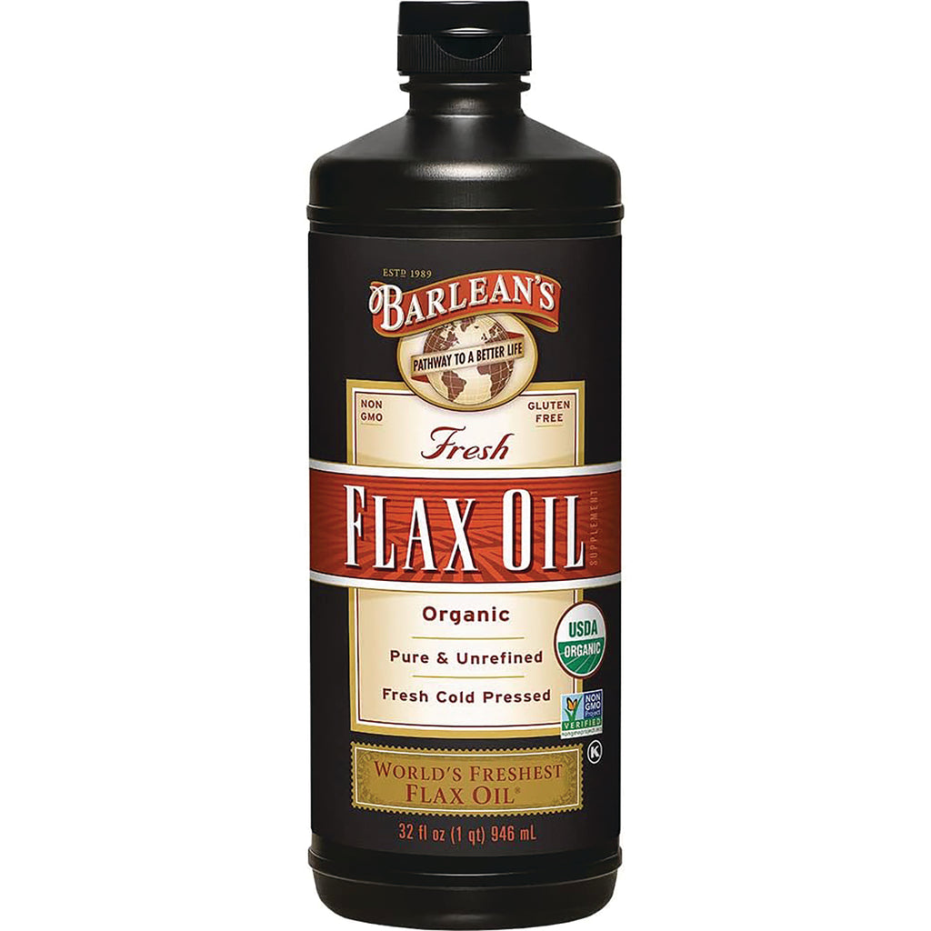 BAR005 | Barlean's Fresh Flax Oil 32 fl oz bottle, organic, pure and unrefined, cold pressed - Thumbnail