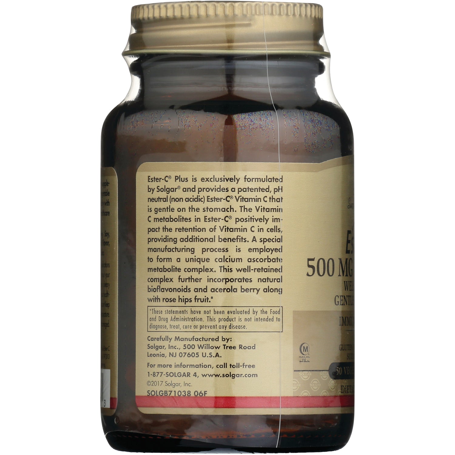 SLG275 | close-up of beige supplement bottle label with product description and 500 MG dosage