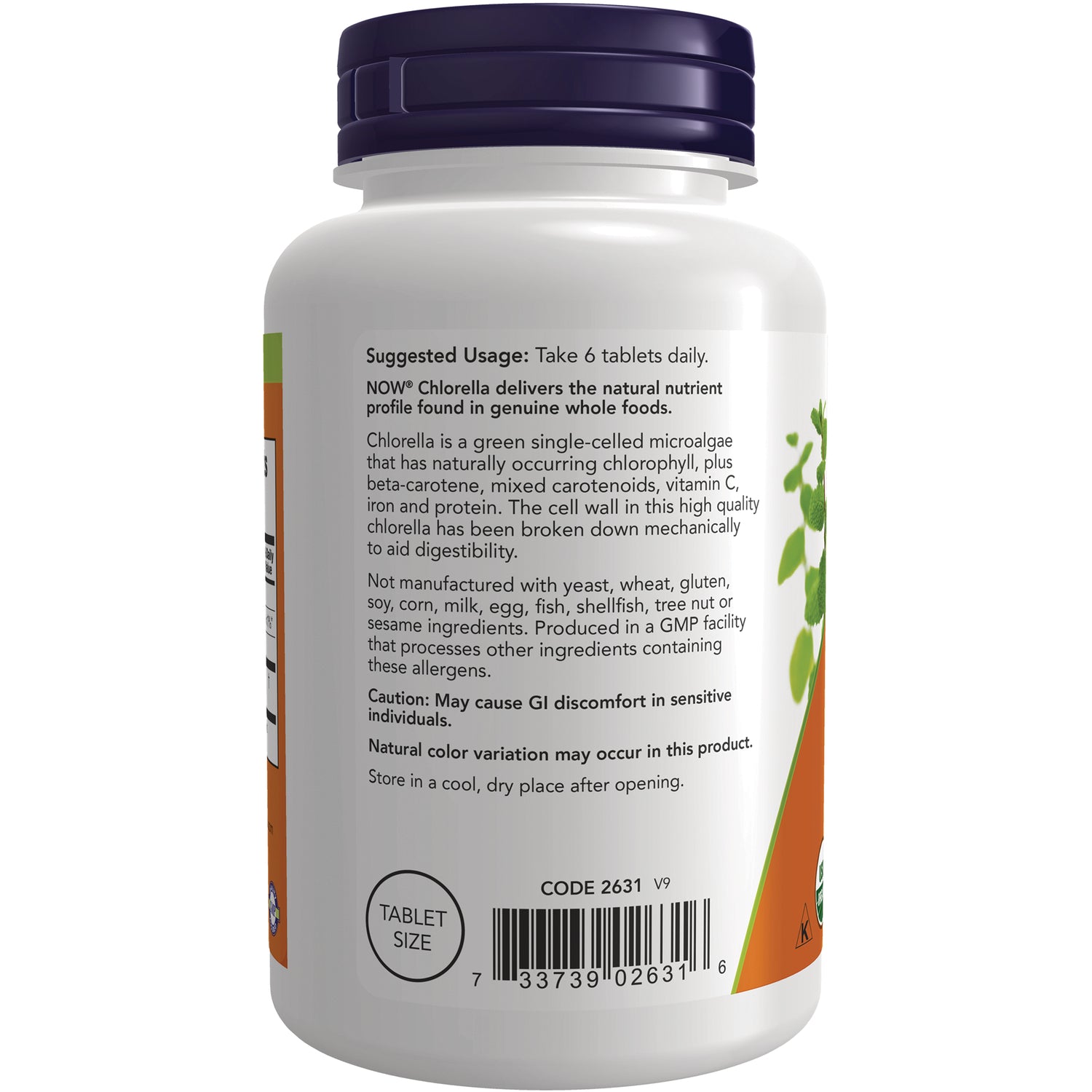 NWF663 | Back of white supplement bottle showing suggested usage, product description, caution and barcode