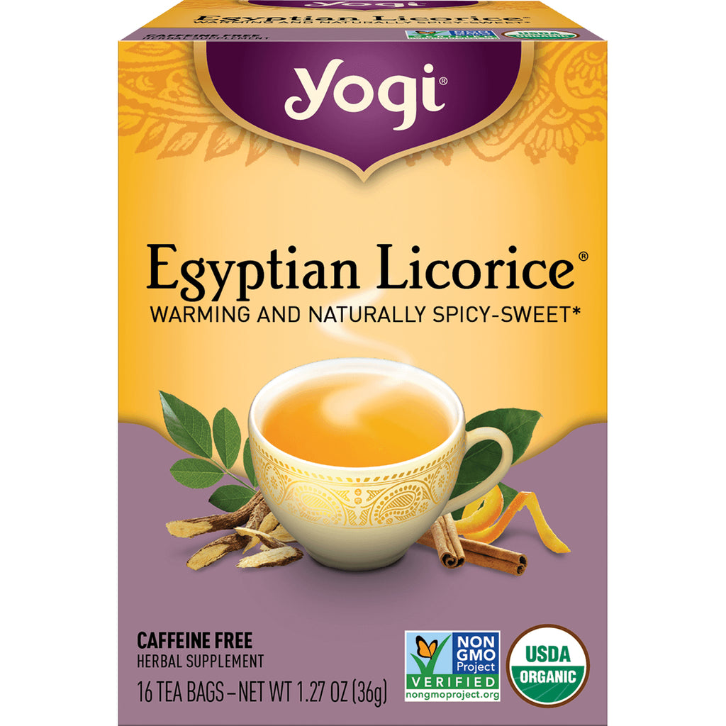AHW014 | Yogi Egyptian Licorice tea, caffeine free, 16 tea bags, Non-GMO Project Verified, USDA Organic - Thumbnail