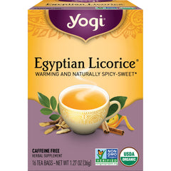 AHW014 | Yogi Egyptian Licorice tea, caffeine free, 16 tea bags, Non-GMO Project Verified, USDA Organic