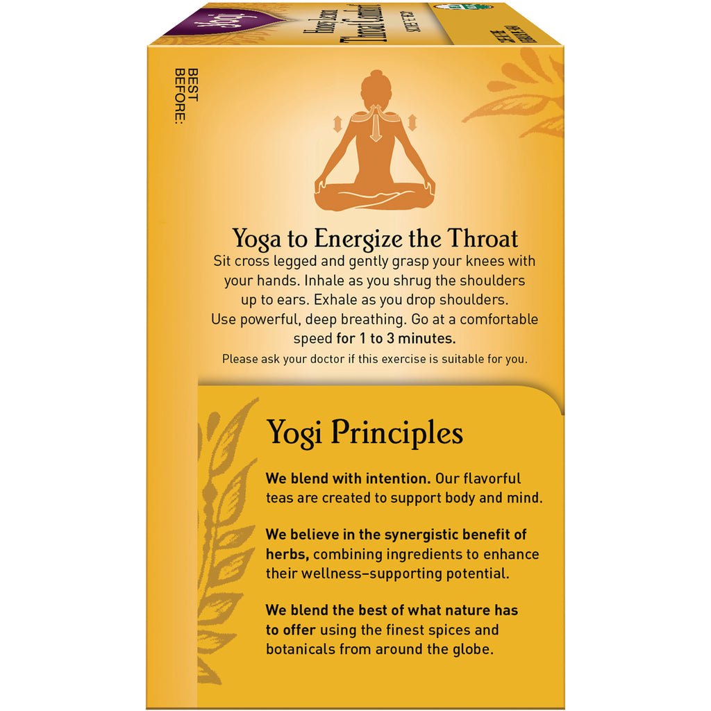 AHW041 | Product infographic on yellow box reading 'Yoga to Energize the Throat' with instructions and 'Yogi Principles' text - Thumbnail