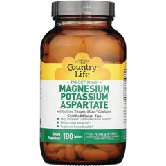 CRL243 | Country Life Magnesium Potassium Aspartate supplement, 180 tablets, front label