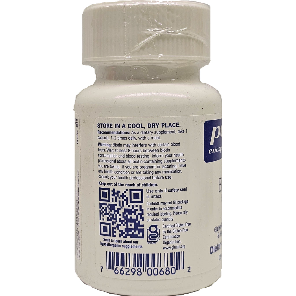 PRN005 | back label of white supplement bottle showing storage instructions, warning text, QR code and barcode - Thumbnail