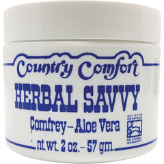 CTY004 | Country Comfort HERBAL SAVVY Comfrey - Aloe Vera 2 oz white jar