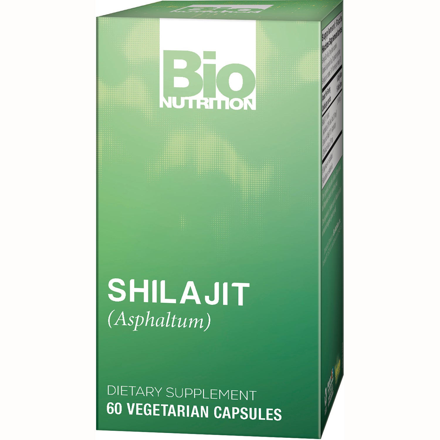 BNN083 | Bio Nutrition Shilajit (Asphaltum) green product box, dietary supplement 60 vegetarian capsules