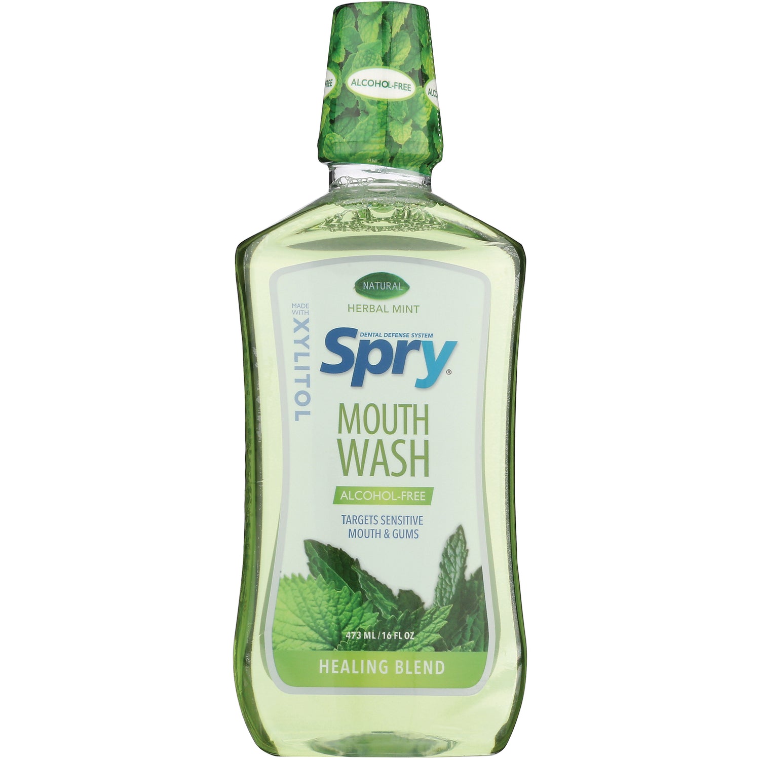 XL059 | Spry Mouth Wash, Herbal Mint, alcohol-free xylitol, Healing Blend, 16 fl oz