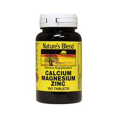 NAB034 | Nature's Blend bottle labeled Calcium Magnesium Zinc 100 tablets front view
