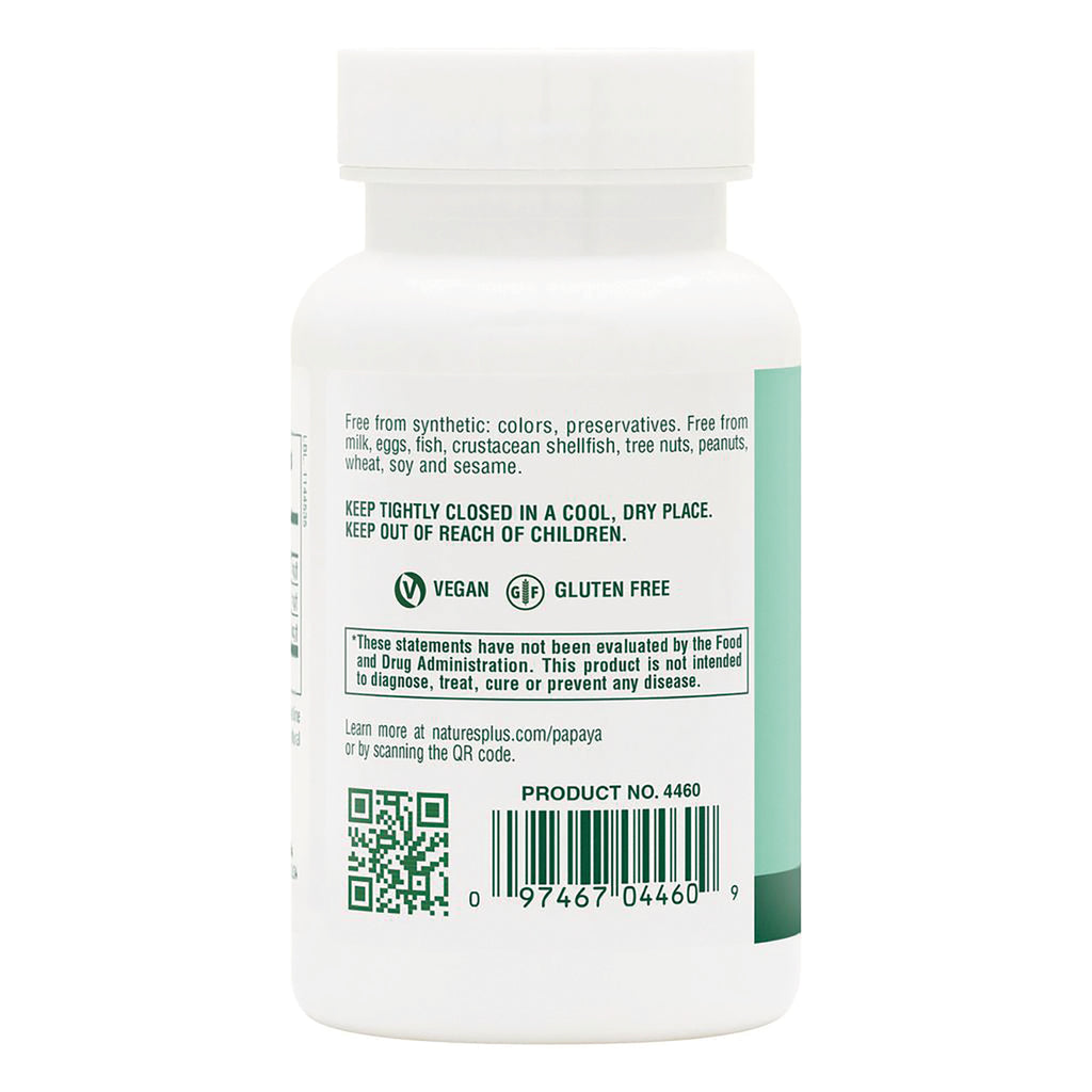NTP142 | Back label of white supplement bottle showing vegan and gluten free icons, storage instructions, QR code and barcode - Thumbnail
