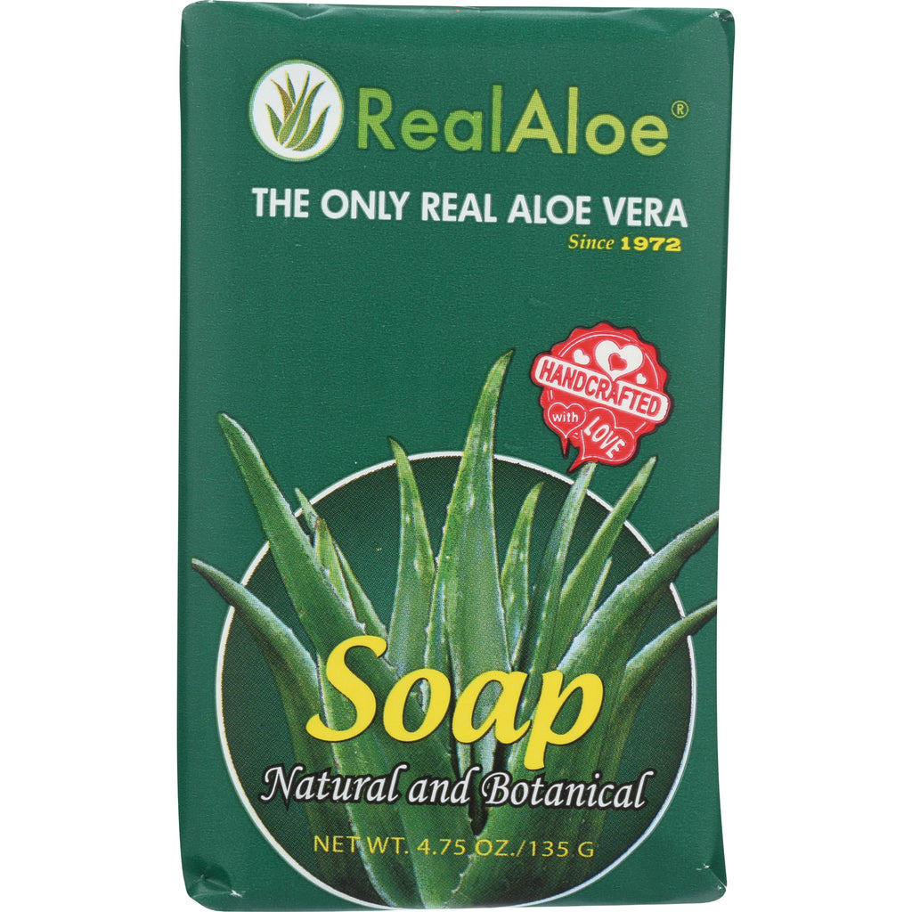 RA008 | Green RealAloe soap box with aloe graphic and Handcrafted with Love badge labeled Soap Natural and Botanical - Thumbnail