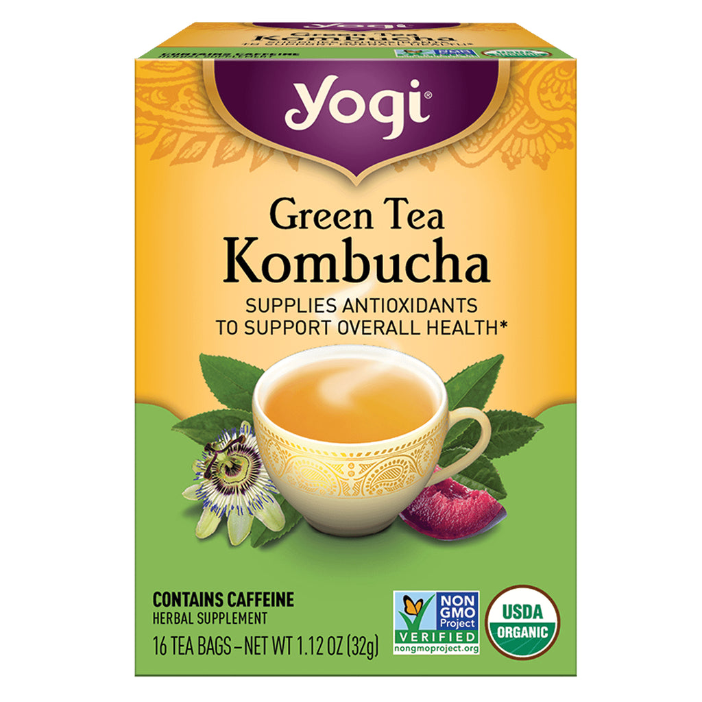 AHW002 | Yogi Green Tea Kombucha tea bags, contains caffeine, 16 count, USDA Organic, Non-GMO Project Verified - Thumbnail
