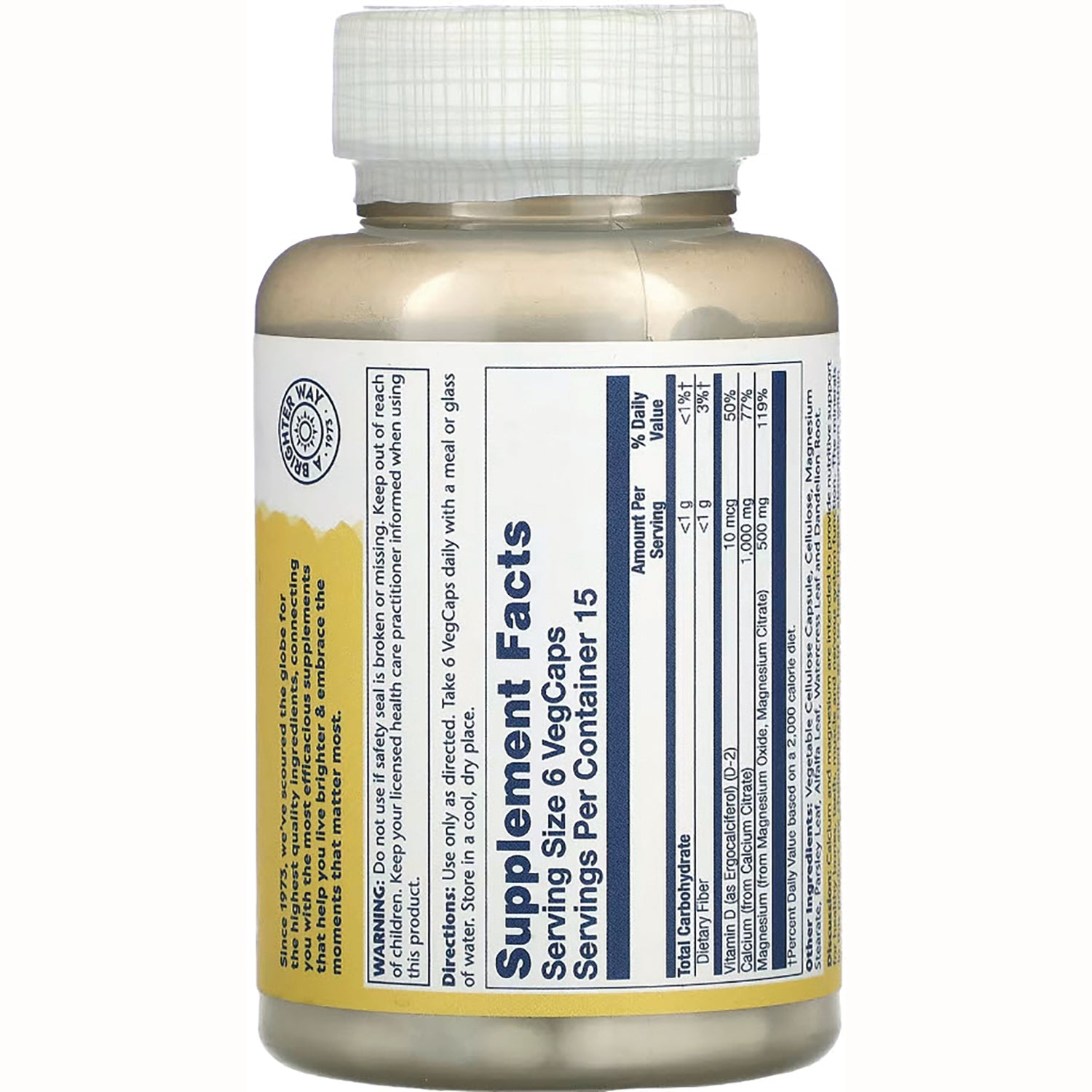 SLR337 | Back label showing Supplement Facts panel