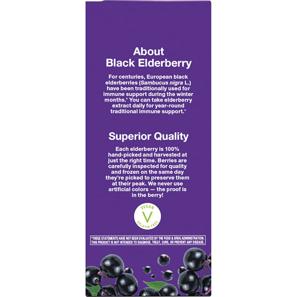 NW808 | Purple product infographic panel titled About Black Elderberry with Superior Quality text, vegan seal and elderberry images - Thumbnail