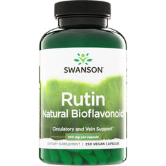 SW125 | Swanson Rutin Natural Bioflavonoid supplement bottle, 250 mg per capsule, 250 vegan capsules