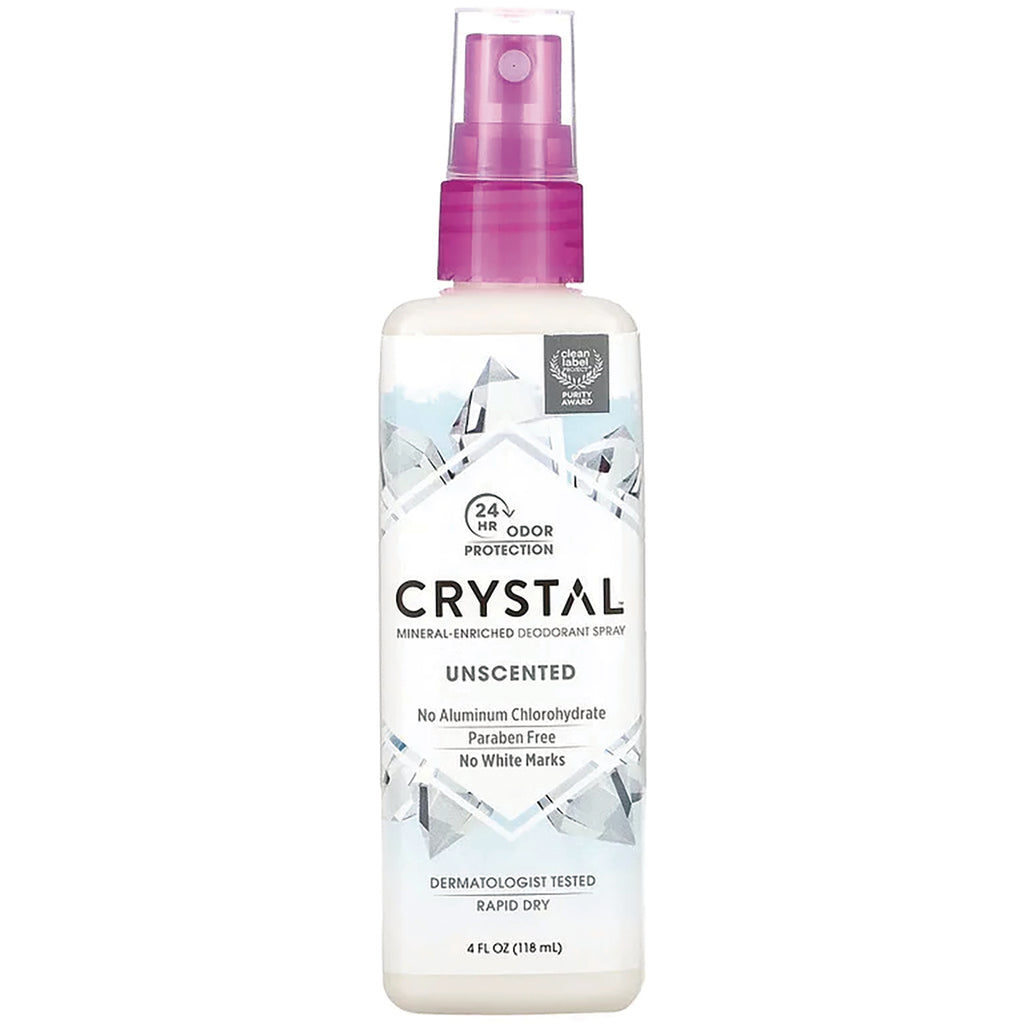 CRY007 | CRYSTAL unscented mineral-enriched deodorant spray bottle 4 fl oz front view - Thumbnail