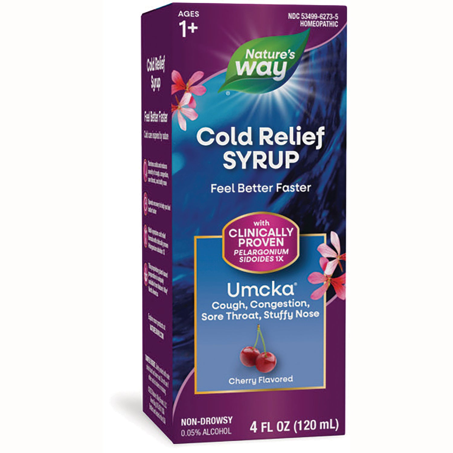 NW584 | Nature's Way Umcka Cold Relief syrup box, cherry flavored, 4 fl oz front packaging