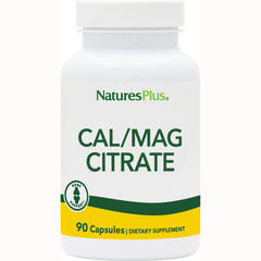 NTP066 | NaturesPlus CAL/MAG CITRATE white bottle with 90 Capsules dietary supplement label