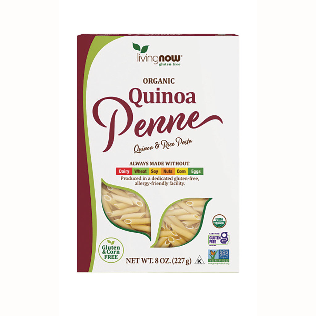 NWF1269 | Living Now organic Quinoa Penne pasta box 8 oz front packaging with window showing penne and gluten free labels - Thumbnail