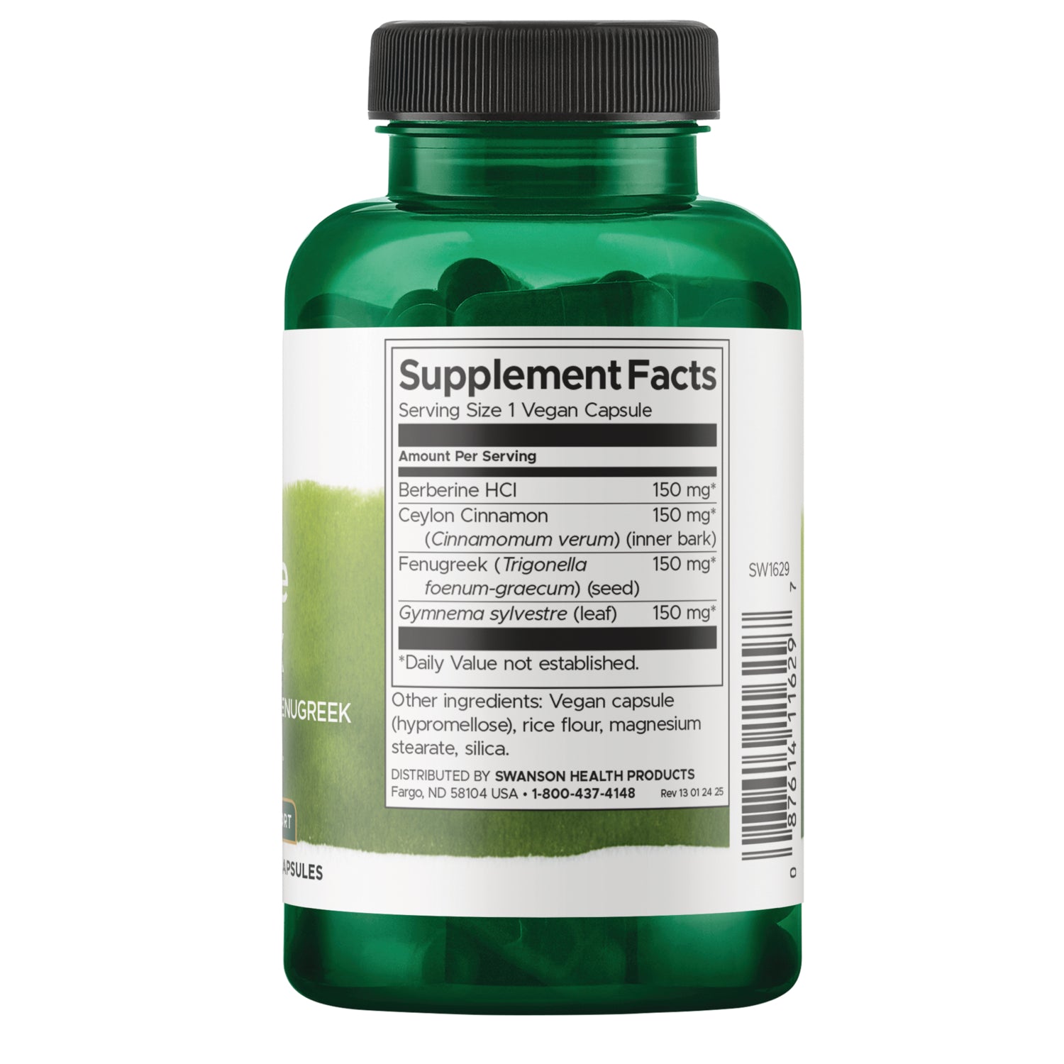 SW1629 | Back label with supplement facts and serving informatione