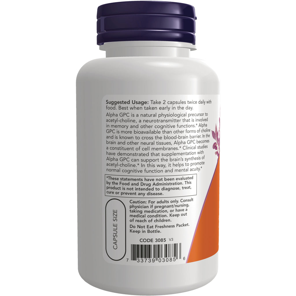 NWF588 | Back of white supplement bottle label showing suggested usage, warnings, capsule size callout and barcode - Thumbnail