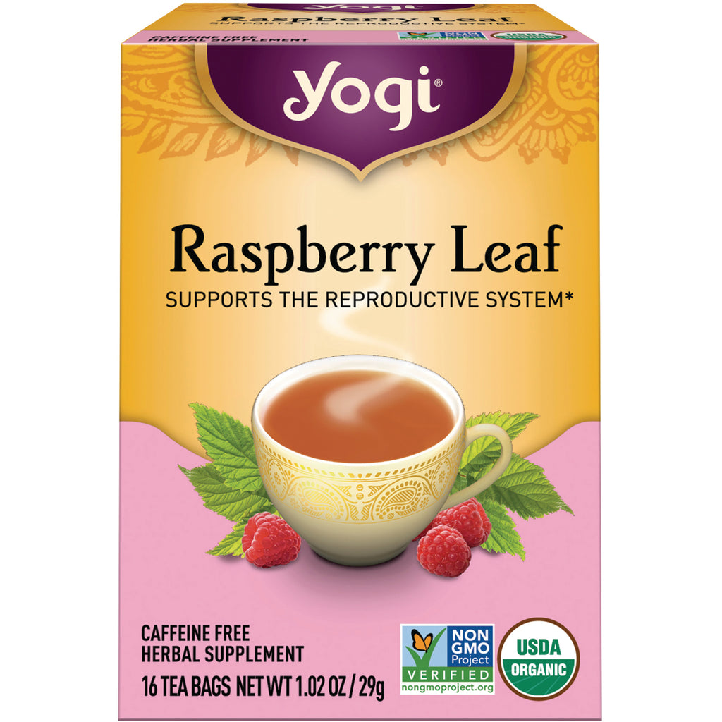 AHW004 | Yogi Raspberry Leaf tea box, caffeine free, 16 tea bags, Non-GMO Project Verified, USDA Organic - Thumbnail