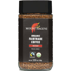 MTH004 | Glass jar of Mount Hagen organic Fairtrade instant freeze-dried coffee, 3.53 oz label