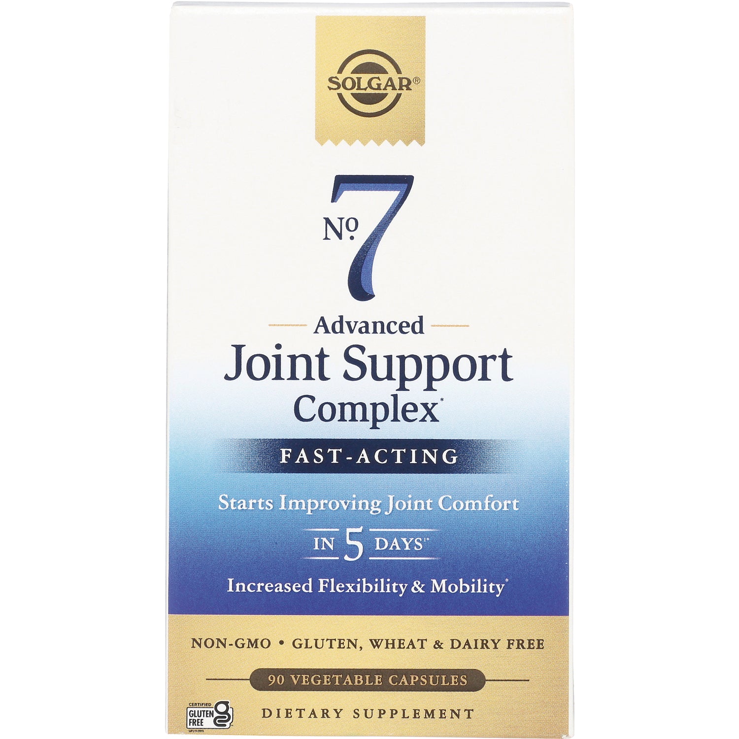 SLG325 | Solgar No 7 Advanced Joint Support Complex front box showing Fast-Acting label and 90 vegetable capsules
