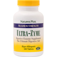 NTP107 | Nature's Plus Ultra-Zyme digestive enzyme supplement bottle, maximum strength, hypo-allergenic, 180 tablets