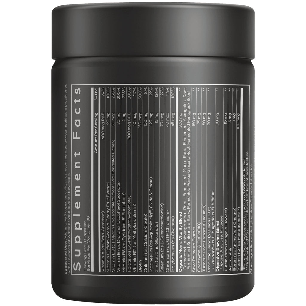 CDG058 | back label showing Supplement Facts panel and detailed nutrition table on a black supplement bottle - Thumbnail