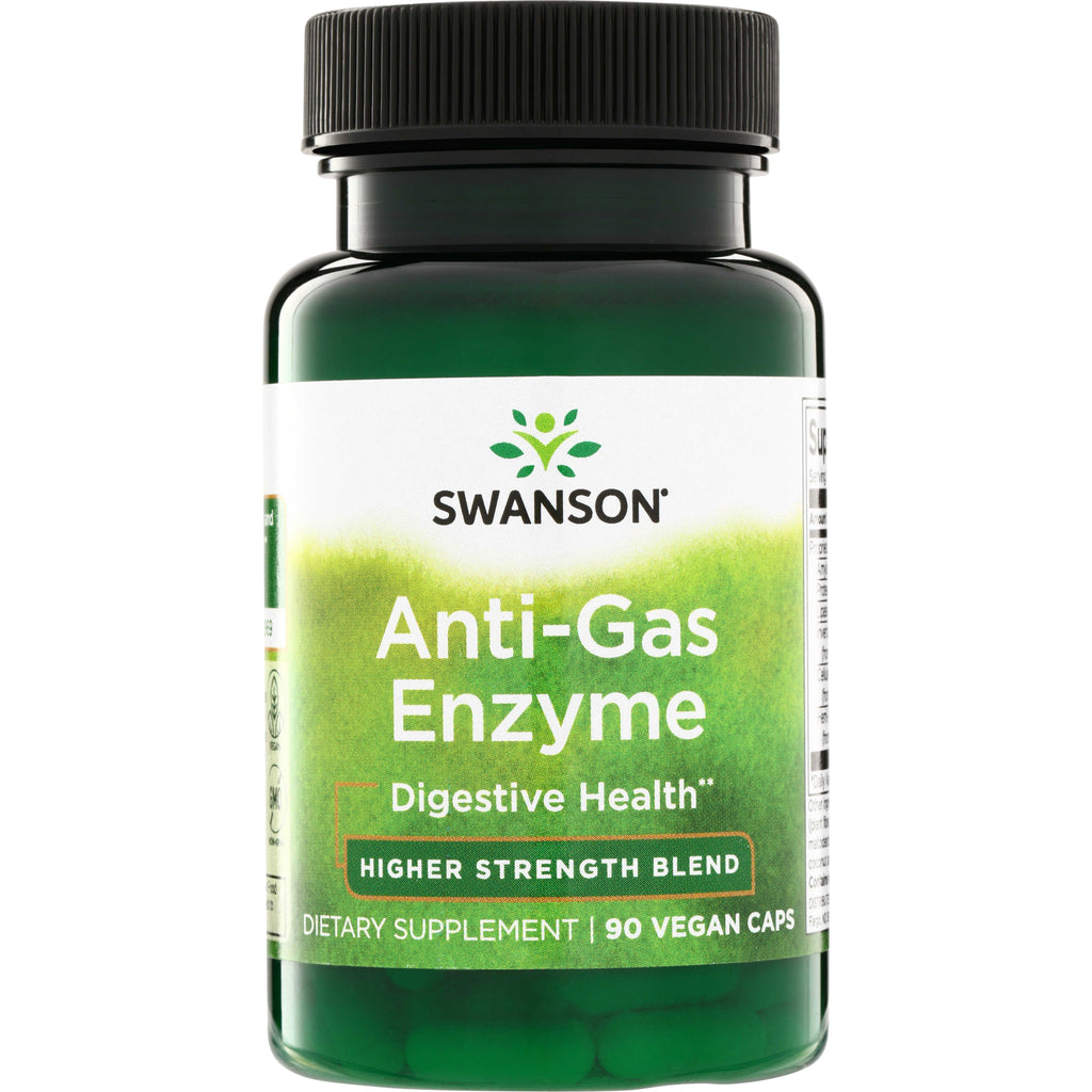 SWU527 | Swanson Anti-Gas Enzyme digestive health supplement, Higher Strength Blend, 90 vegan capsules - Thumbnail