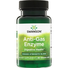 SWU527 | Swanson Anti-Gas Enzyme digestive health supplement, Higher Strength Blend, 90 vegan capsules