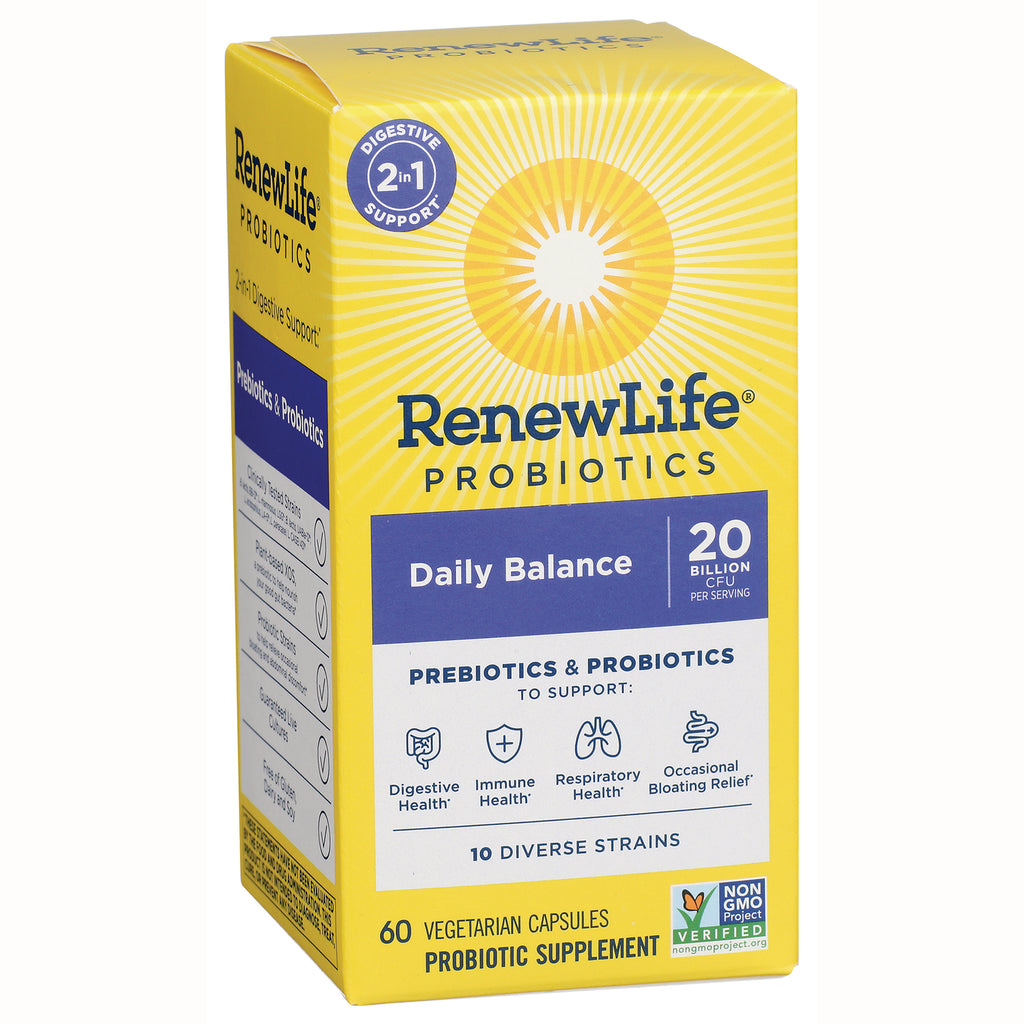 RNL209 | RenewLife Probiotics Daily Balance yellow box, 60 vegetarian capsules, 20 billion CFU per serving - Thumbnail